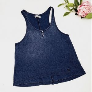 Abercrombie & Fitch Henley Tank Women's S Navy Slub Cotton Intentionally Faded